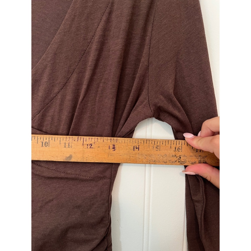 Soft Surroundings Top Womens XS Brown Pima Cotton Modal Wrap Side Ruched - Picture 7 of 9